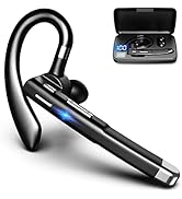 Hsility Bluetooth Headset for Cell Phones 500Hrs Standby Time with LED Charging Case 270 Degrees ...