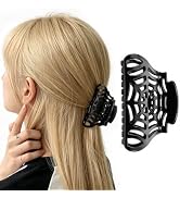 Halloween Spider Web Hair Claw Clip Large Hollow Jaw Black | Non slip strong hold claw for thick ...