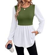 WIHOLL Women's Long Sleeve Tunic Tops Crew Neck Babydoll Peplum Blouses Fall Fashion 2026