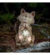 Smadeer Fox Statue for Garden Decor,Garden Statue with Solar Power Light for Outdoor Patio Porch ...