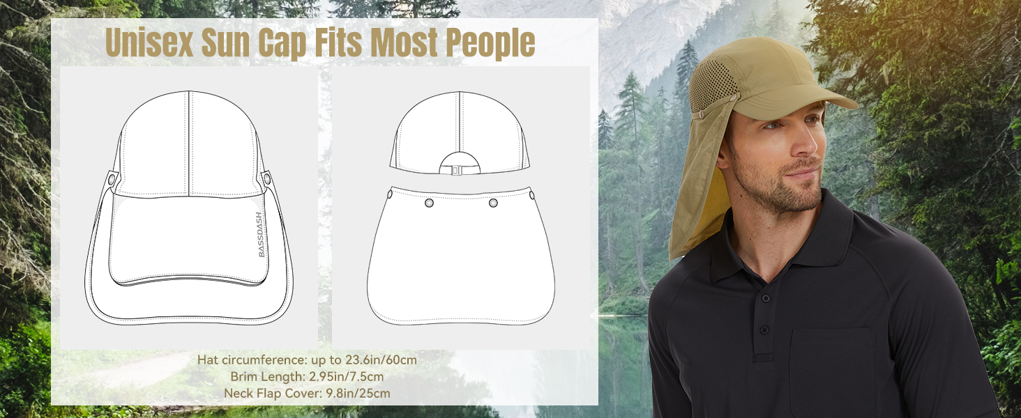 Foldable hat with neck flap for men
