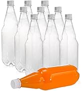 Hiceeden 10 Pcs 33 oz Plastic Soda Bottles with Caps, 1L Disposable Long Neck Wine Bottles with L...