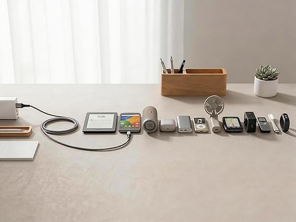 Universal Micro USB charger for Kindle, PS4 controller, Bluetooth speakers and Android phones.