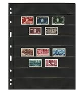 LIGHTHOUSE- VARIO Stamp Pages for Stamp Albums, Black 9-Hole Binder Pages with 8 Pockets for Stam...