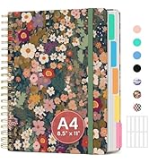Large Spiral Lined Notebooks for Work with Removable Dividers &amp; Tabs, 8.5"x11" Pretty Hardcover 5...
