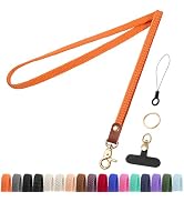 YANTHKEY Stretchy Long Thin Braided Lanyard for ID Badges &amp; Keys, with Phone Tether Tab &amp; Key Rin...