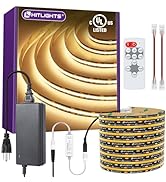 HitLights COB LED Strip Lights Kit Warm White with Remote &amp; 12V Power Supply,16.4ft Dimmable Tape...