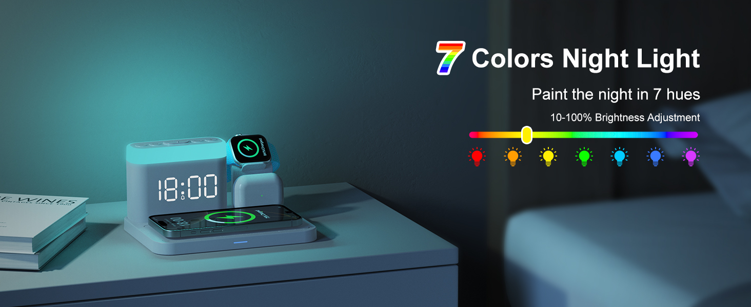 ANJANK Wireless Charging Staion with Alarm Clock