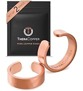 TheraCopper Pure Copper Rings for Women &amp; Men (2-Pack) — 100% Pure Copper Ring — Raw, Solid &amp; Unc...