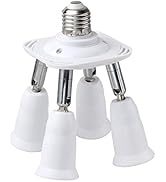 JACKYLED 4 in 1 E26 Light Socket Splitter Adapter Converter for Standard LED Bulbs 360 Degrees Ad...