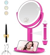 MOMOKUBA Makeup Mirror with Lights, Double Sided 1x/20x Magnifying Mirror with Light, Rechargeabl...