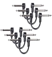 GOGHOST 4 Inch Guitar Patch Cables 6 Pack, 1/4" TS Right Angle Effect Pedal Flat Cables, Pedal Bo...