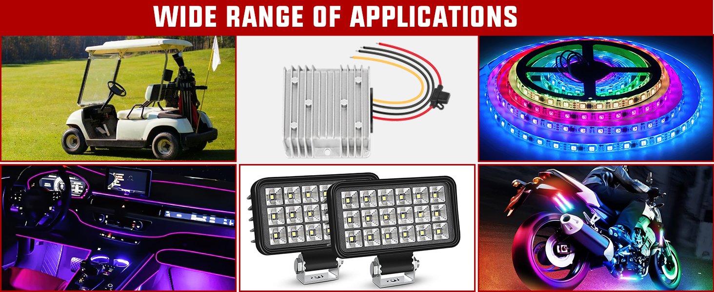 Nilight 240W 48V 36V to 12V 20A DC Converter Regulator Reducer with Fuse