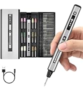 AM ARROWMAX Electric Mini Engraving Pen, HollowCup Motor, 42 Bits with Aluminum Case, OLED, Magne...