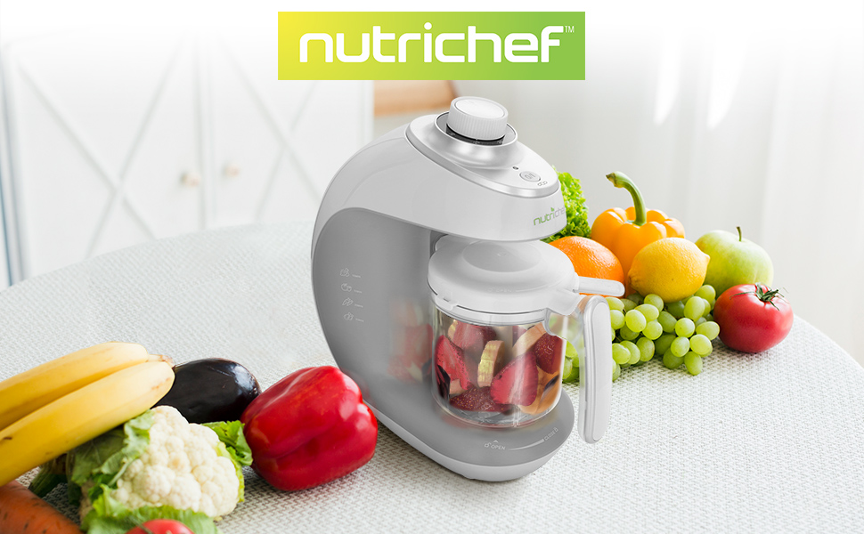 NutriChef Baby Food Maker - 2-in-1 Steam Cooker &amp;amp;Puree Blender Adjustable Steam Timer