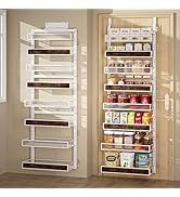 Clothink 8 Tier Over the Door Pantry Organizer 2 IN 1 Hanging or Wall Mounted Spice Rack with Adj...