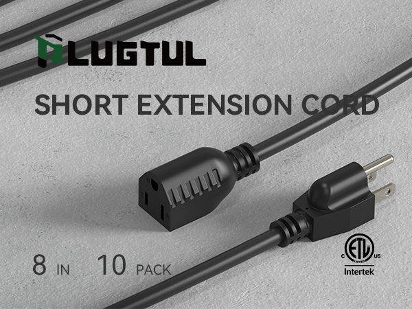 black extension cord 8inch short extension cord 10pack oudoor indoor extension cord 16gauge 13a