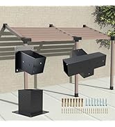 Kinchoix 3 Pcs Pergola Brackets Kit 4x4 4-Way Brackets Pergola Kit 4-Way Brackets with Post Base ...