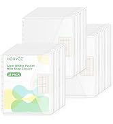 HOUYEE 32 Pack Binder Pocket, 11 Holes Heavy Duty Clear Poly Binder Envelope with Snap Closure, L...