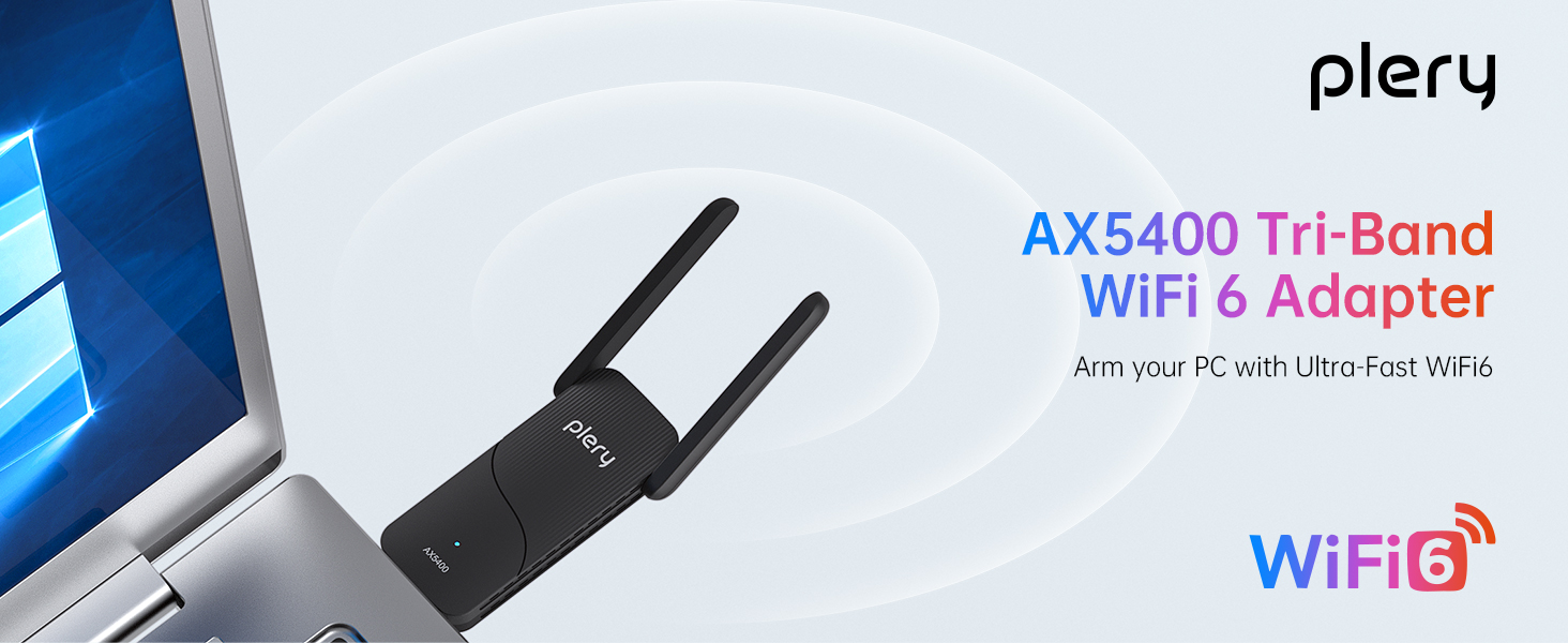 axe5400 usb wifi 6 adapter wifi dongle for desktop laptop pc tri band 6g 5.8g 2.4g network adapter