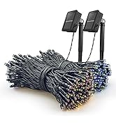 woohaha 2 Pack Solar Christmas Lights 39ft 100 LED 8 Modes Solar String Lights Waterproof Solar F...