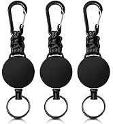 Retractable Keychain 3 Pack Heavy Duty Carabiner Badge Holder Extendable Badge Reel ID Holder Key...