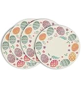 Artoid Mode Easter Round Placemats Set of 4, 14 Inch Colored Eggs Floral Spring Round Table Mats ...