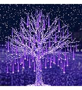 Halloween Lights Outdoor, Adecorty Purple Lights Halloween Decoration Meteor Shower Lights Fallin...