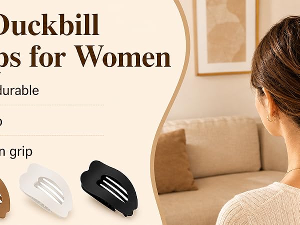 4-Pack Duckbill Hair Clips for Women 1.Sturdy durable 2.Non-slip 3.Strong in grip