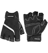 HANDLANDY Fingerless Work Gloves for Men, Half Finger Working Glove Grip Shock-Absorbing Breathab...