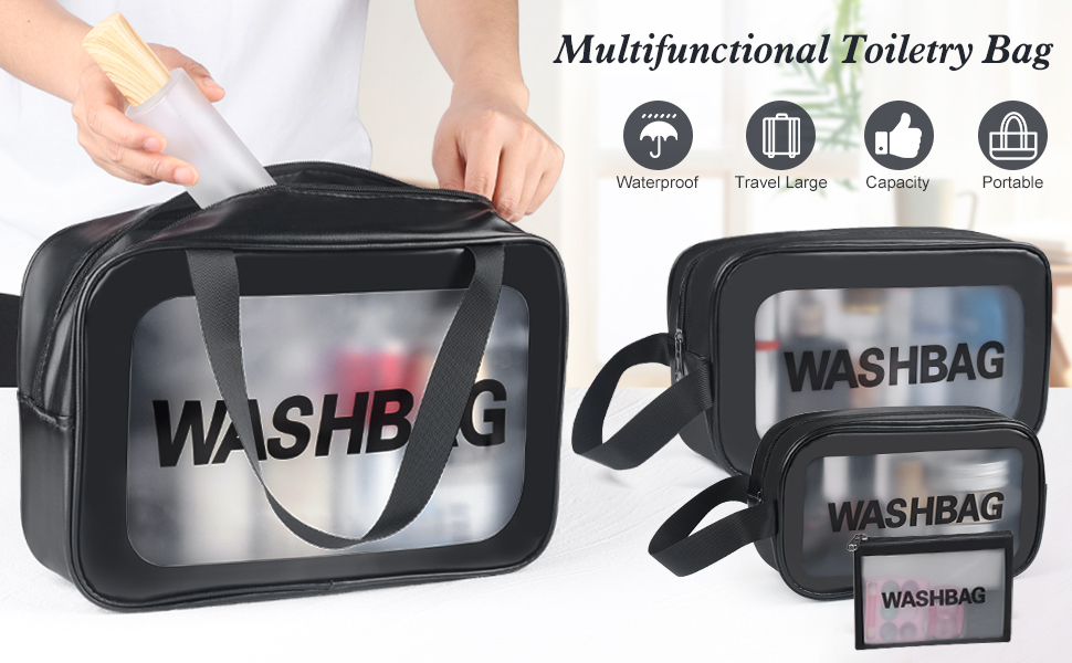 Travel Toiletry Bags for women, Large Capacity Translucent Water-proof Cosmetic Bags
