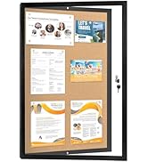 Enclosed Cork Bulletin Board, Lockable and Tamper-Proof Bulletin Noticeboard with Black Pine Fram...