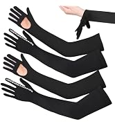 Qeedy 2 Pairs UV Protection Gloves Full Arm Sunblock Gloves with Ventilation Holes, Summer Sun Pr...