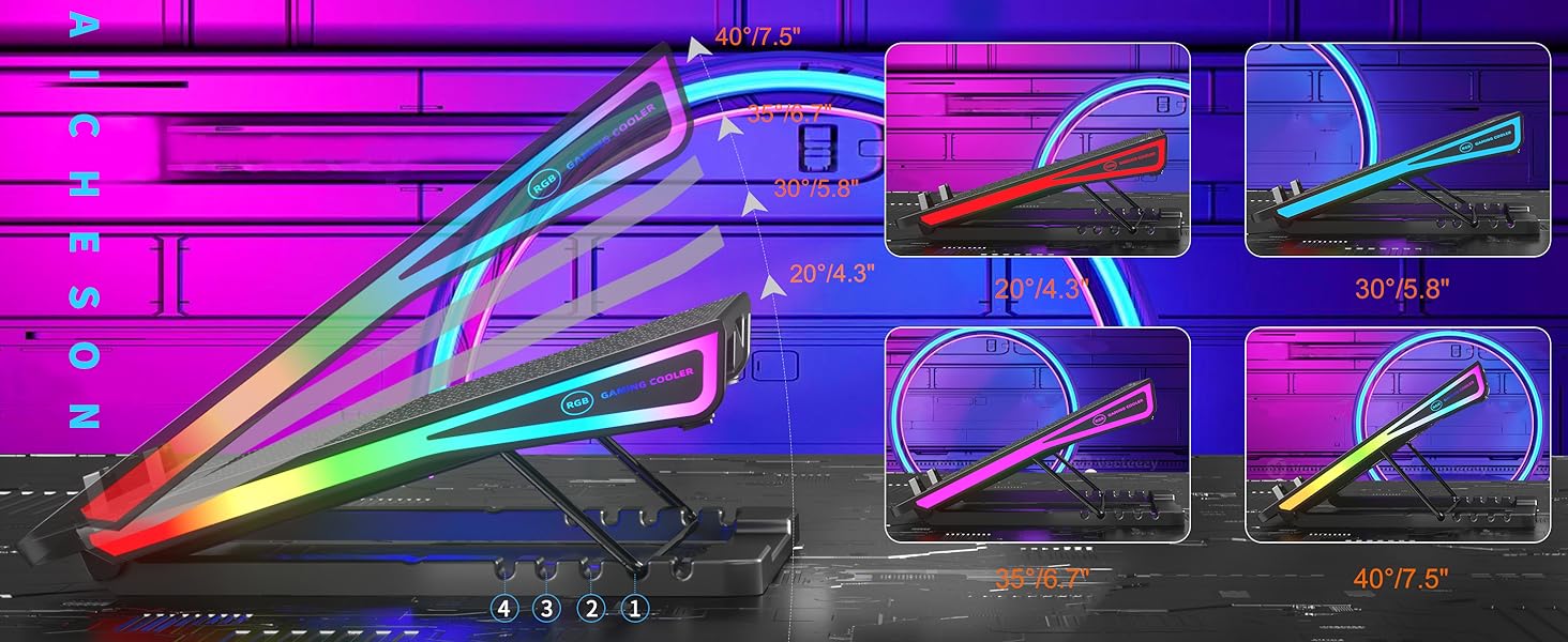 Gaming Laptop Cooling Stand rgb laptop fan cooling pad heat dissipation laptop stand with fan deck