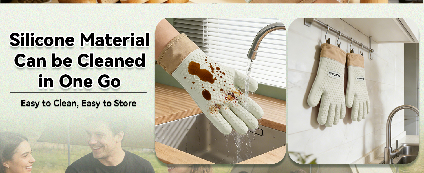 Silicone Oven Mitts with Five-Finger Design