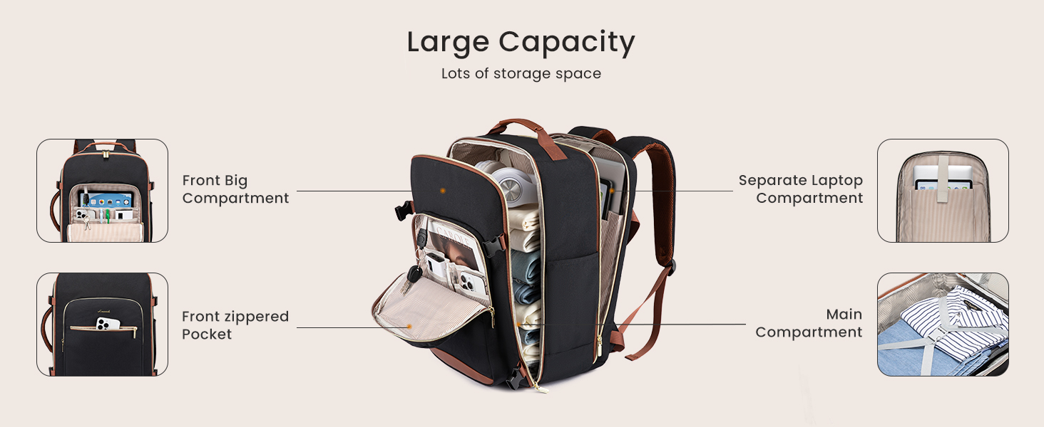 Travel Backpack for Women &amp;amp; Men, Airline Approved Carry On Luggage