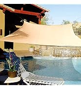 e.share Desert Sand Square Sun Shade Sail - 20ftx20ft Top Pergola Shade Cover Canopy, Mesh Tarp S...