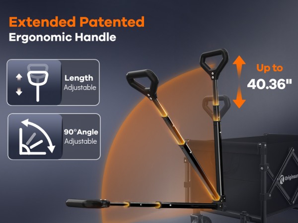 anti-drop extended patented ergonomic handle up to 40.36&amp;#39;&amp;#39;