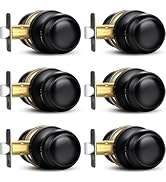 Sopoby Black Door Knob, 6 Pack Round Keyless Doorknobs Interior/Exterior Lockset, Passage Locking...