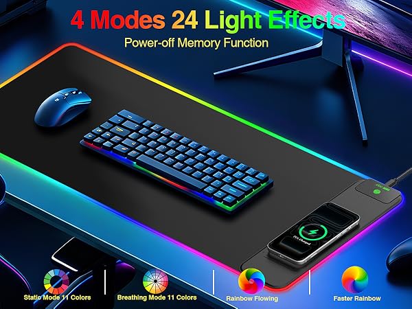 rgb gaming mouse pad with wireless charging
