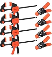HORUSDY 8-Pack Bar and Spring Clamps for Woodworking - 4 Pieces 6" Bar, 4 Pieces 4" Spring, 75 LB...