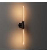 ALAMPEVER Wall Sconce with T10 Bulbs, Modern Bathroom Black Wall Sconces, Clean Lines Design, Dim...