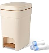 JiatuA Small Bathroom Trash Can with Lid Soft Close, 4 Gallon Step Garbage Can Slim Trash Bin Was...