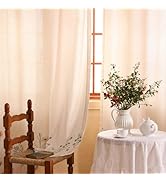 ISAENNE Vintage French Country Style Colorful Floral Pattern Linen Toile Curtains,71 inch Long 2 ...