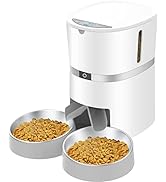 Automatic Cat Feeder, WellToBe Pet Feeder Food Dispenser for Cat &amp; Small Dog with Two-Way Splitte...