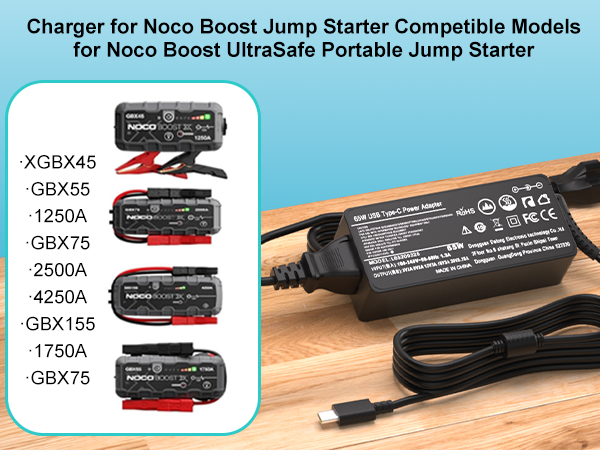 Battery Charger for NOCO UltraSafe Portable Jump Starter Compatible with NOCO Boost X