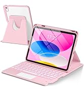 TaIYanG Touchpad for iPad A16 11th/10th Generation Case with Keyboard, 7 Color Backlit 360 Rotati...
