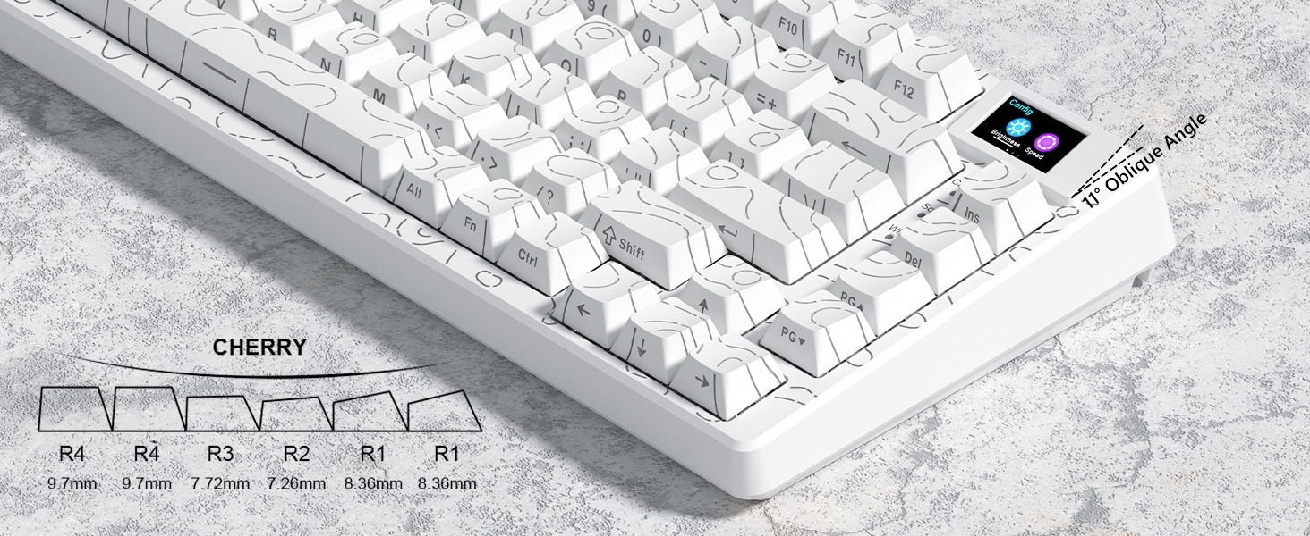 75% Percent Keyboard Mechanical Gaming Keyboard Topographic keycaps