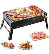 TeqHome Portable Charcoal Grill, Small BBQ Grill Compact Foldable Barbecue Grill, Outdoor Folding...