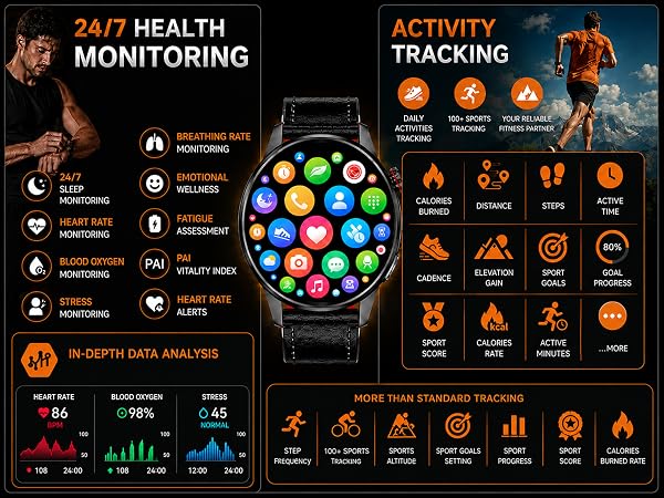 AI Smart Watches for Men with GPS and Map